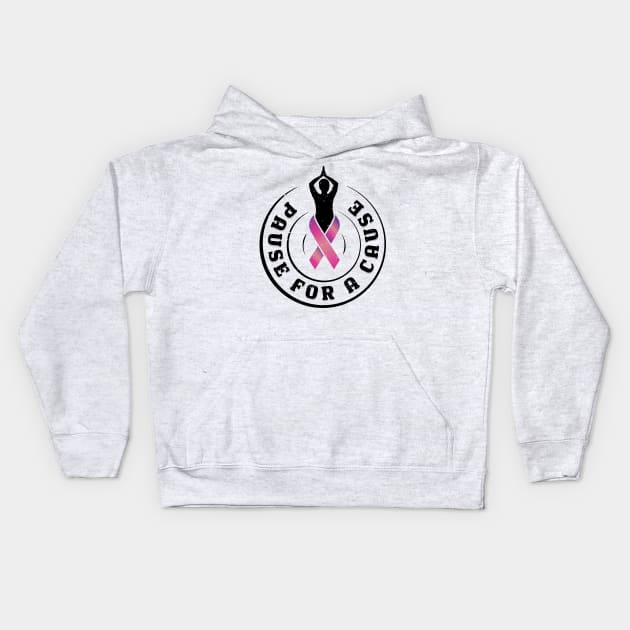 Pause for a Cause I Zen Yoga Breast Cancer Awareness Kids Hoodie by holger.brandt